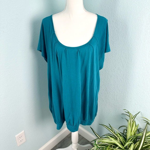 Mossimo Plus Size 24w/26w Blue Top Scoop Neck Keyhole Back - Picture 11 of 11
